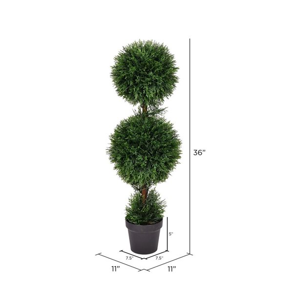 Vickerman 3-ft Artificial Potted Double Ball Green Cedar Topiary