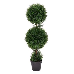 Vickerman 3-ft Artificial Potted Double Ball Green Cedar Topiary
