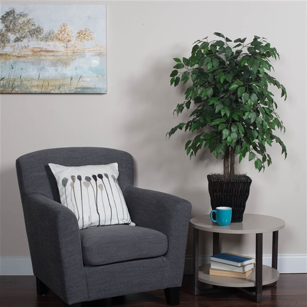 Vickerman 4-ft Artificial Ficus Bush in Square Willow Basket