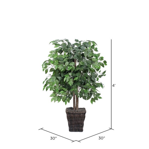 Vickerman 4-ft Artificial Ficus Bush in Square Willow Basket