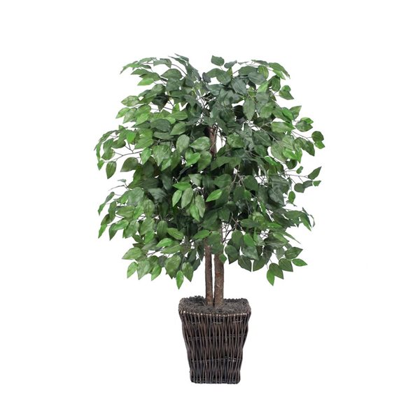 Vickerman 4-ft Artificial Ficus Bush in Square Willow Basket
