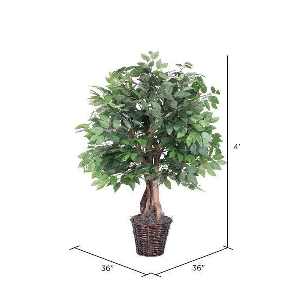 Vickerman 4-ft Artificial Ficus Extra Full Bush in Rattan Basket