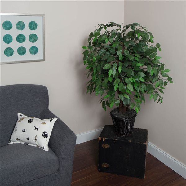 Vickerman 4-ft Artificial Ficus Extra Full Bush in Rattan Basket