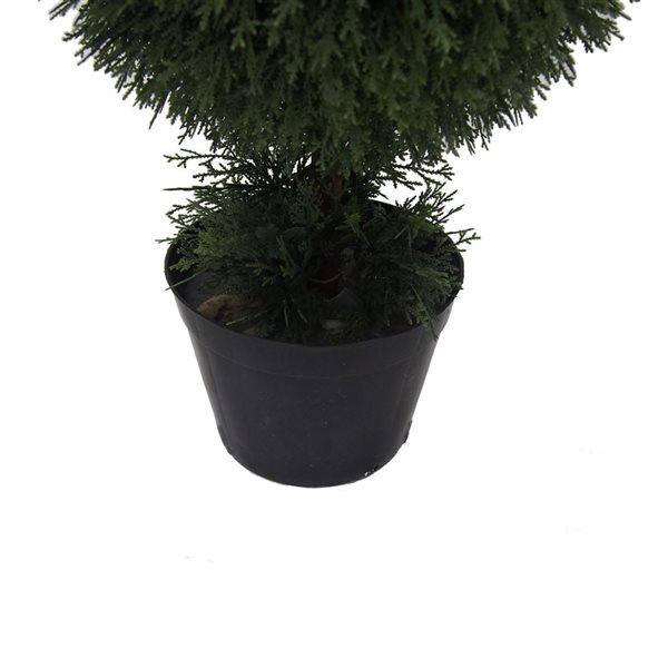 Vickerman 4-ft Artificial Potted Triple Ball Green Cedar Topiary