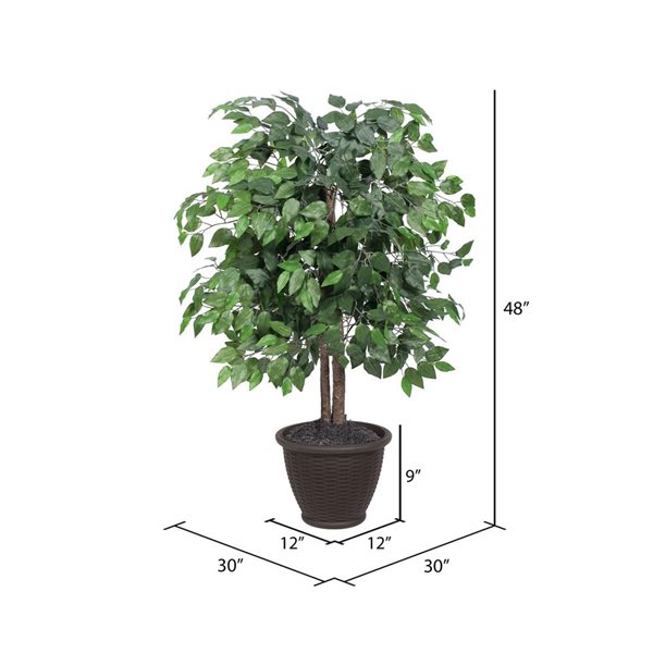 Vickerman 4-ft Artificial Ficus Bush in Rattan Basket