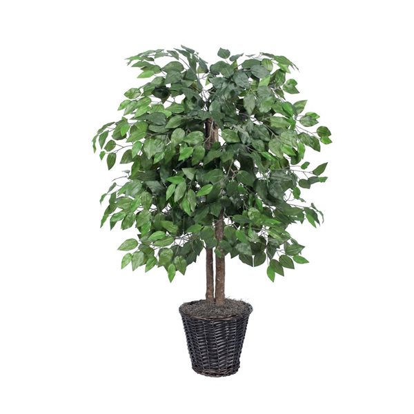 Vickerman 4-ft Artificial Ficus Bush in Rattan Basket