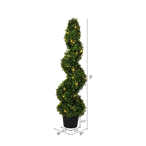Vickerman 3-ft Artificial Potted Green Boxwood Spiral Tree