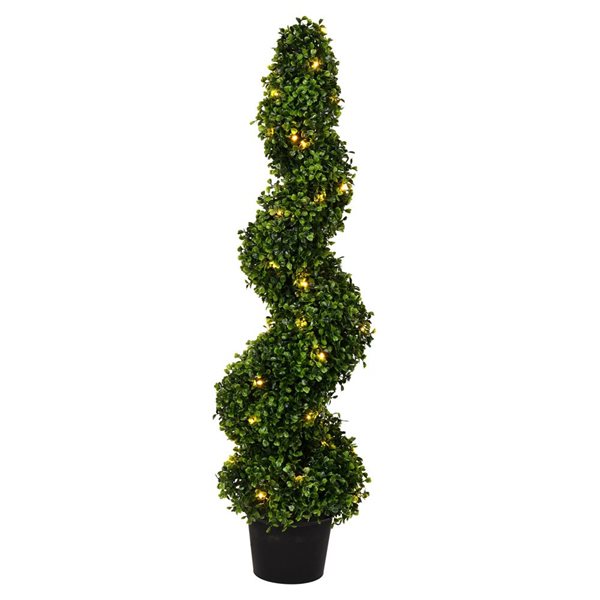 Vickerman 3-ft Artificial Potted Green Boxwood Spiral Tree