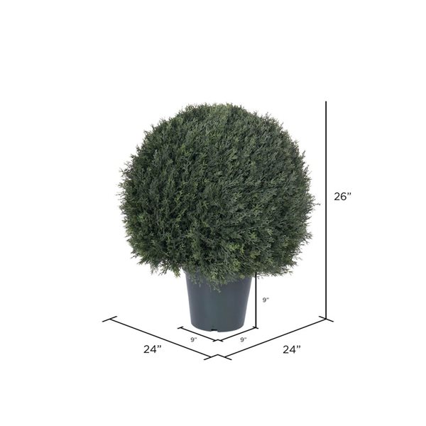 Vickerman 24-in Artificial UV Resistant Pond Cypress Topiary in Two Tone Green Pot