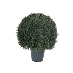 Vickerman 24-in Artificial UV Resistant Pond Cypress Topiary in Two Tone Green Pot