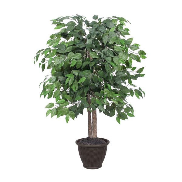 Vickerman 4-ft Artificial Ficus Bush in Brown Plastic Container TBU0140 ...