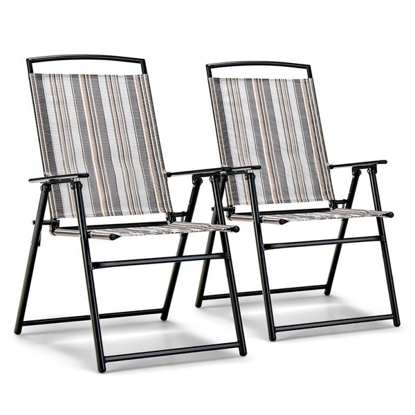 Costway 2 Piece Portable Patio Folding Sling Chairs NP11098GR 2 RONA