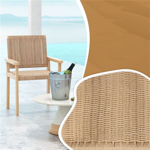 Costway 2-Piece Rubber Wood and Paper Rope Woven Patio Chair