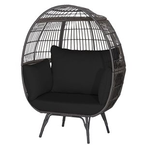 Costway Black Patio Oversized Rattan Wicker Egg Chair