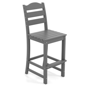 Costway Grey Outdoor HDPE Bar Stool