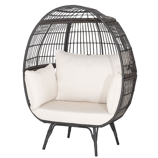 Costway Off-White Patio Oversized Rattan Wicker Egg Chair