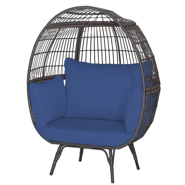 Costway Blue Patio Oversized Rattan Wicker Egg Chair