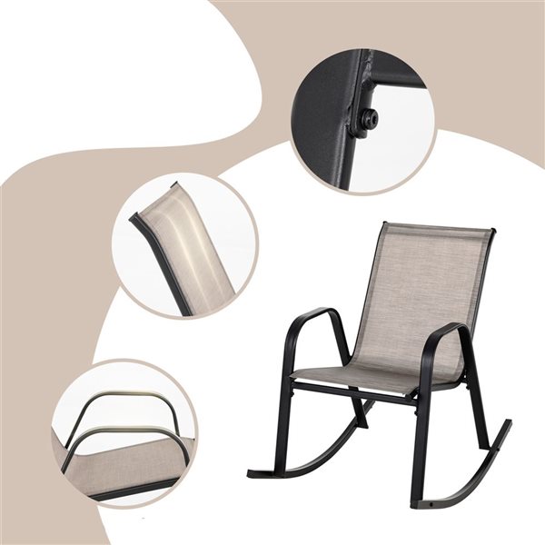 Costway 2-Piece Brown Heavy-Duty Metal Patio Rocking Chair