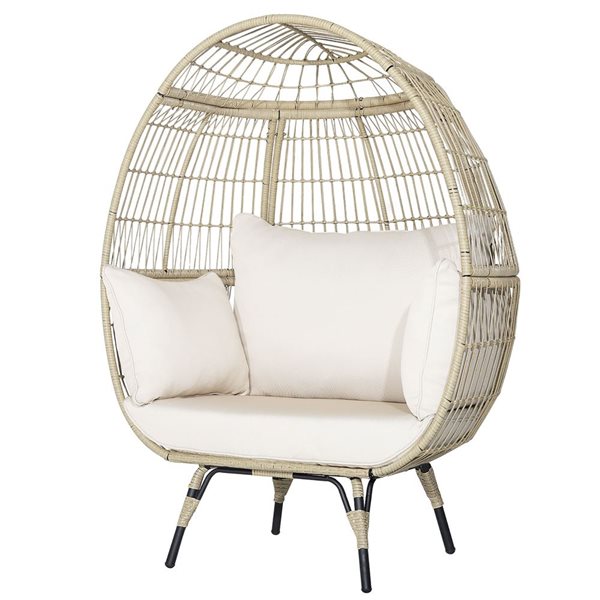 Costway White Patio Oversized Rattan Wicker Egg Chair