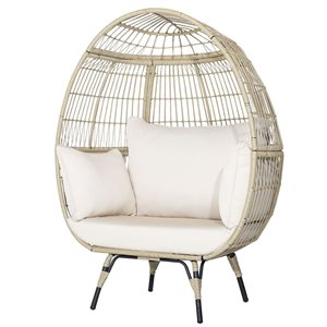 Costway White Patio Oversized Rattan Wicker Egg Chair