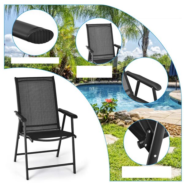 Costway 2-Piece Black Patio Portable Folding Dining Chairs