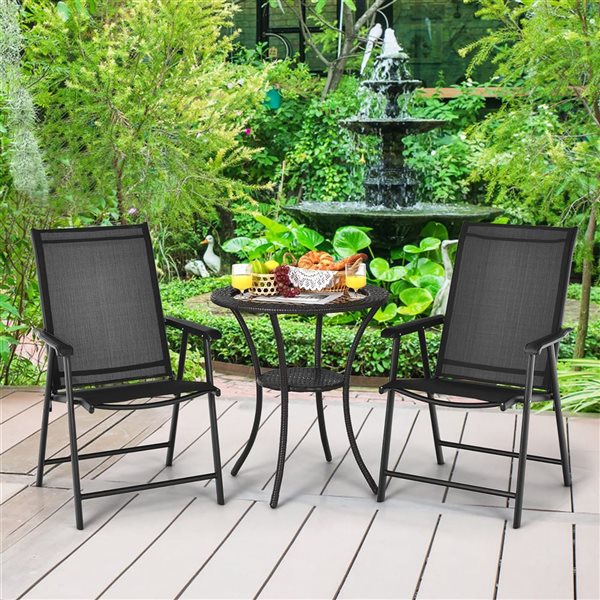 Costway 2-Piece Black Patio Portable Folding Dining Chairs