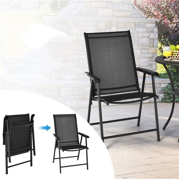 Costway 2-Piece Black Patio Portable Folding Dining Chairs