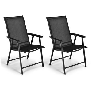 Costway 2-Piece Black Patio Portable Folding Dining Chairs