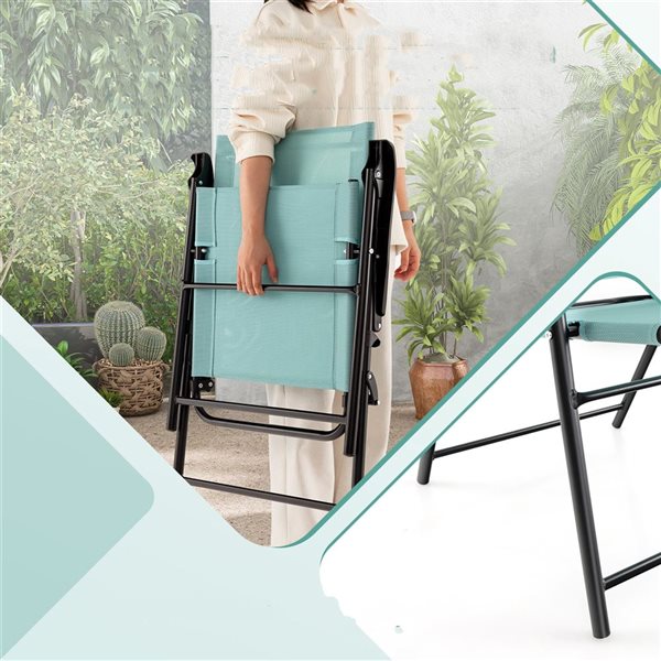 Costway 2-Piece Green Portable Metal Folding Sling Back Chair