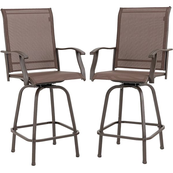 Costway 2-Piece Brown 360 Rotation Swivel Bar Stools