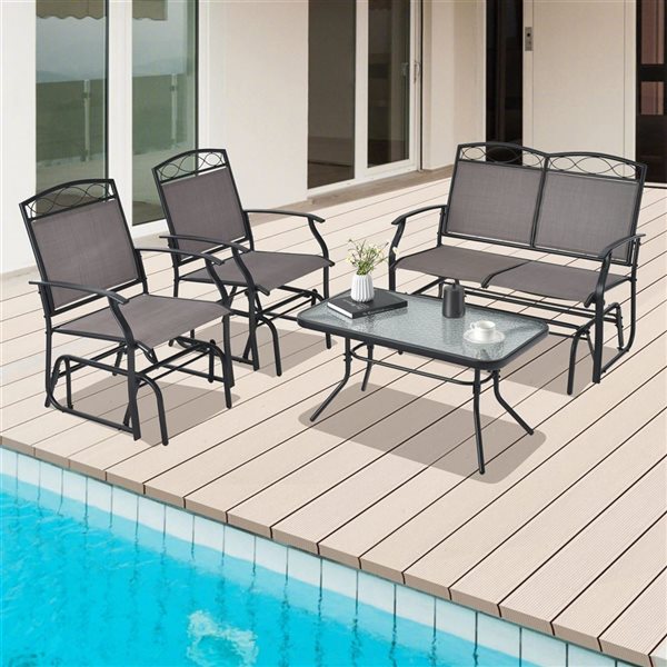 Costway 2-Piece Heavy-Duty Metal Frame Patio Glider