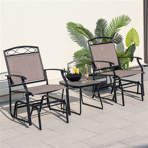 Costway 2-Piece Heavy-Duty Metal Frame Patio Glider