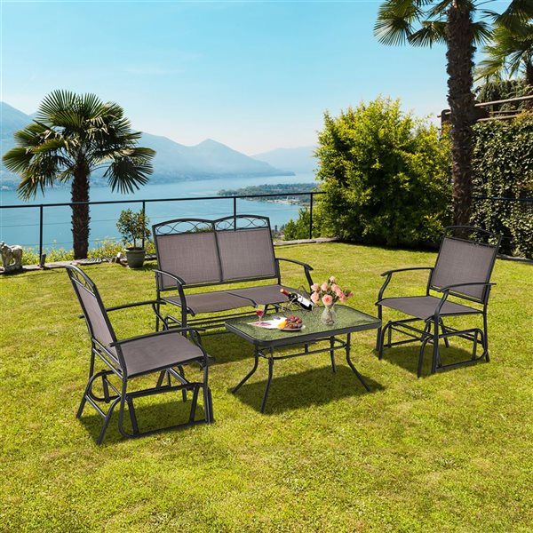 Costway 2-Piece Heavy-Duty Metal Frame Patio Glider