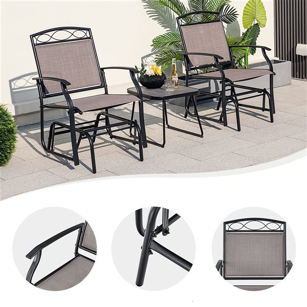 Costway 2-Piece Heavy-Duty Metal Frame Patio Glider