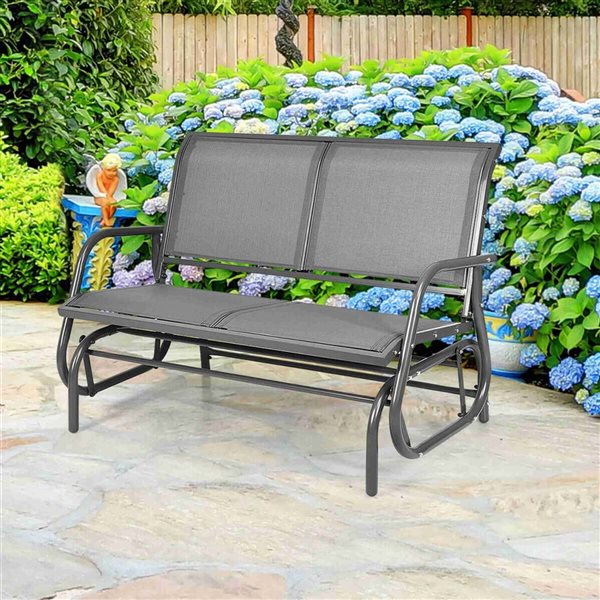 Costway Grey 2-person Patio Swing Glider Bench Chair