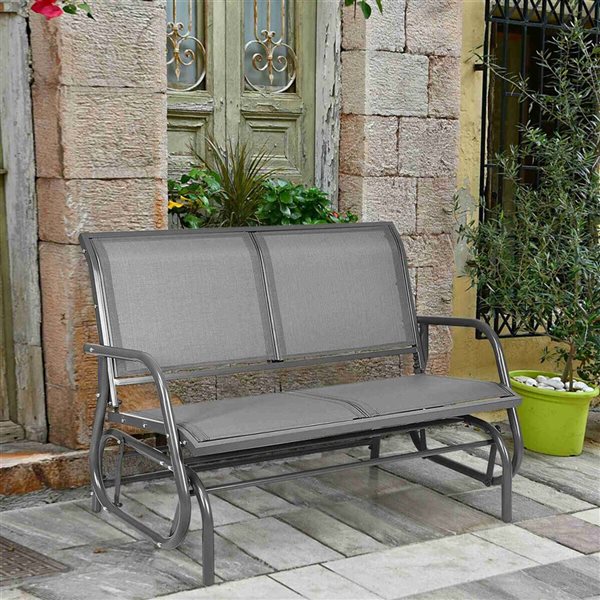 Costway Grey 2-person Patio Swing Glider Bench Chair