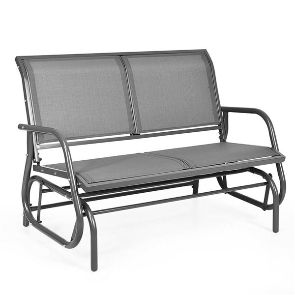 Costway Grey 2-person Patio Swing Glider Bench Chair