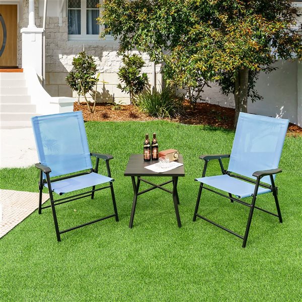 Costway Patio 2-Piece Blue Portable Folding Sling Back Chair