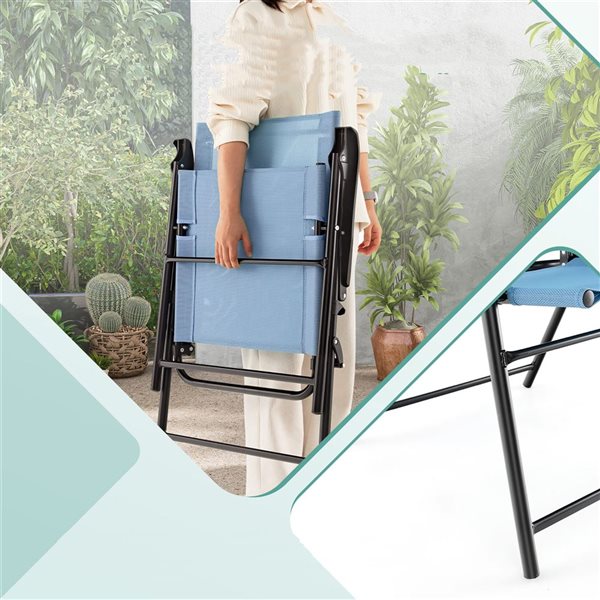 Costway Patio 2-Piece Blue Portable Folding Sling Back Chair