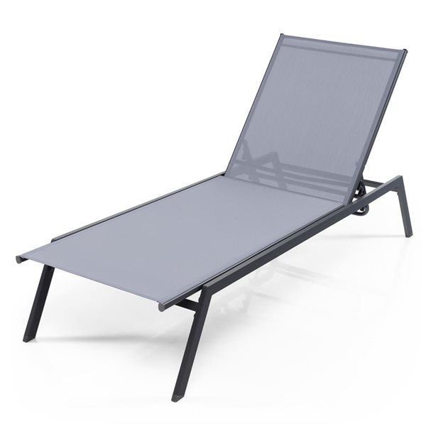 Costway 6-Position Grey Reclining Patio Lounge Chaise