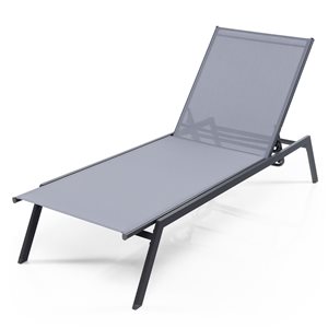 Costway 6-Position Grey Reclining Patio Lounge Chaise