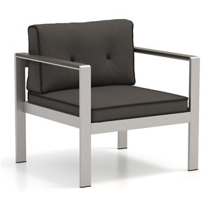 Costway Patio Aluminum Armchair with Black Cushion