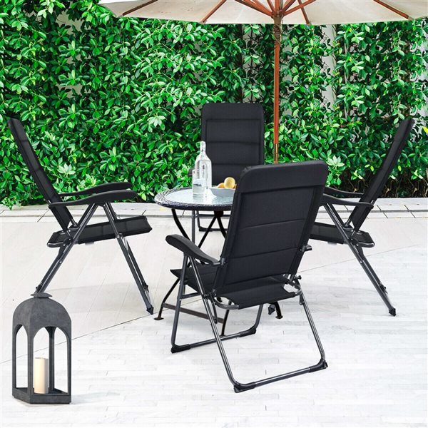 Costway 4-Piece Black Reclining Folding Chairs