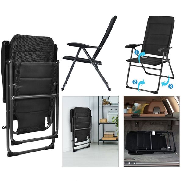 Costway 4-Piece Black Reclining Folding Chairs