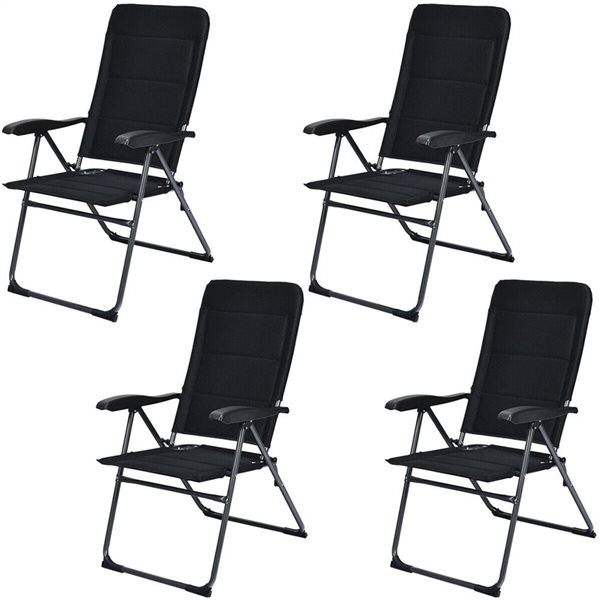 Costway 4-Piece Black Reclining Folding Chairs