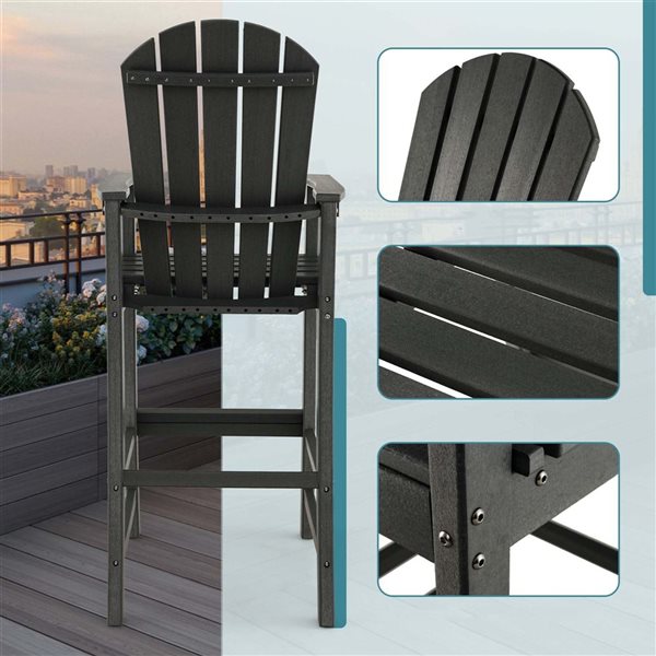 Costway Black Adirondack Bar Height Stool