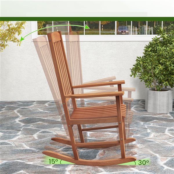 Costway Eucalyptus Wood Outdoor Rocking Chair