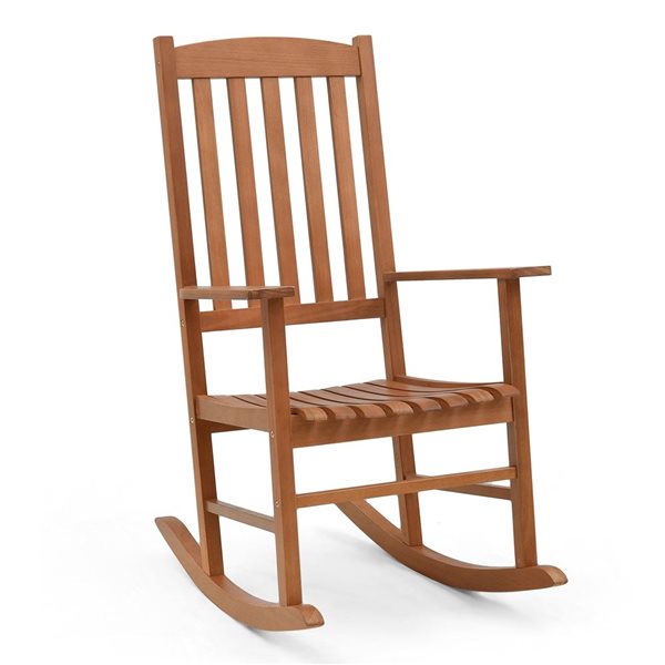 Costway Eucalyptus Wood Outdoor Rocking Chair