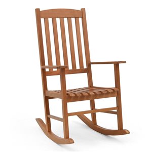 Costway Eucalyptus Wood Outdoor Rocking Chair