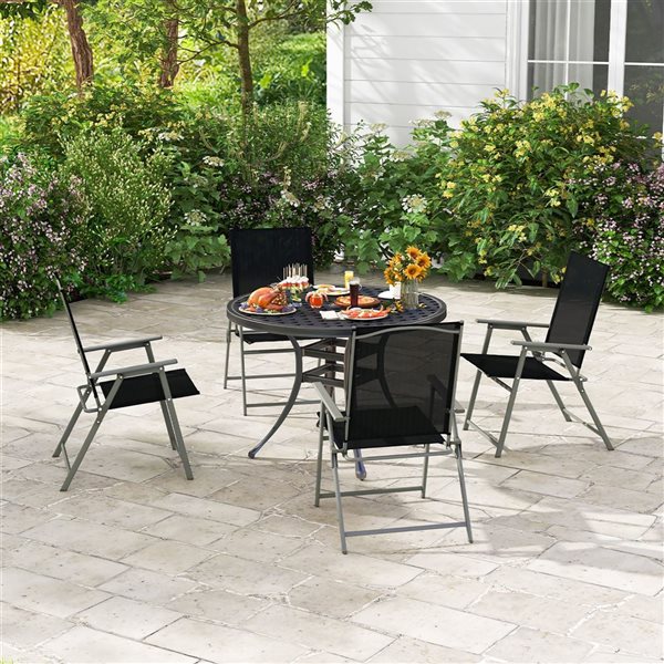 Costway 4-Piece Black Metal Frame Folding Portable Dining Chairs